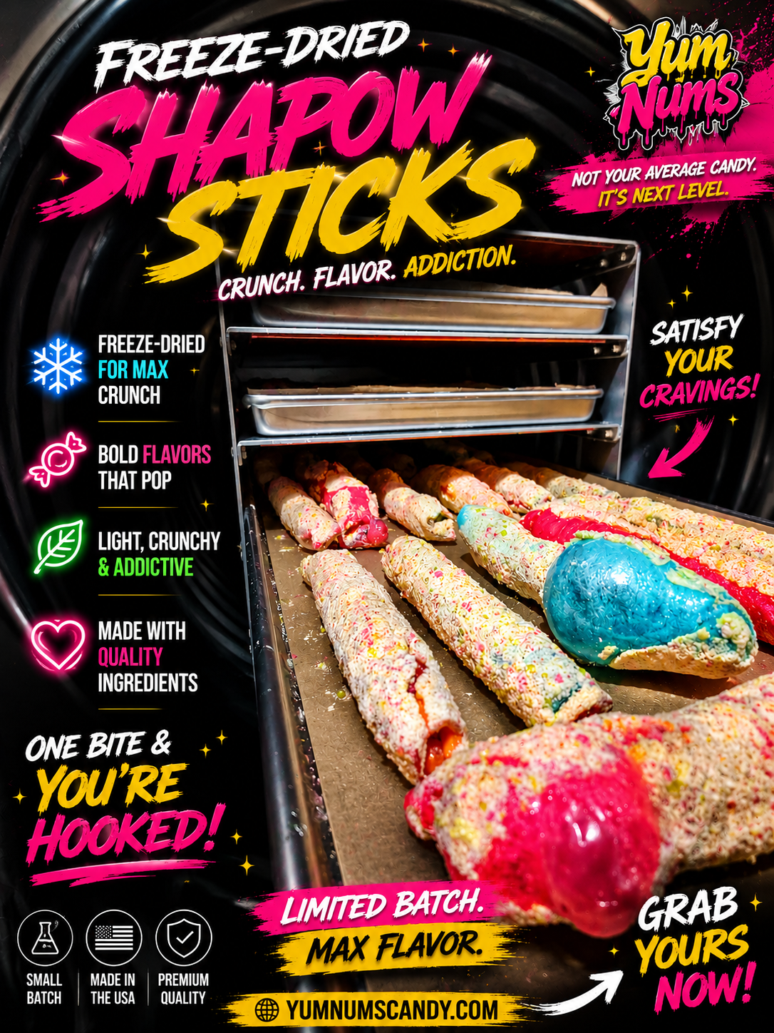 Shapow Sticks™ Freeze-Dried Fruit Roll-Up Candy – 25 Pack Bulk Box